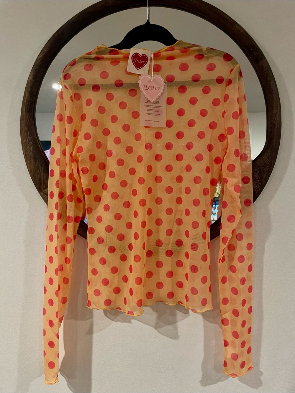 LovLov Long Sleeve Polka Dot Top in Yellow & Red